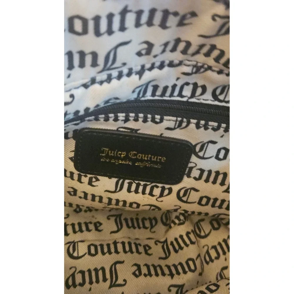 Juicy Couture Monogram Satchel Crossbody Bag with Heart Coin Purse Black Grey